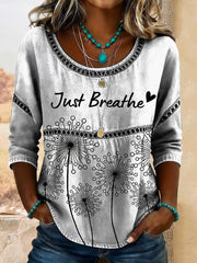 Women's Just Breathe Print Cotton Top