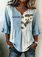Women's Elegant Floral & Inspirational Print Top