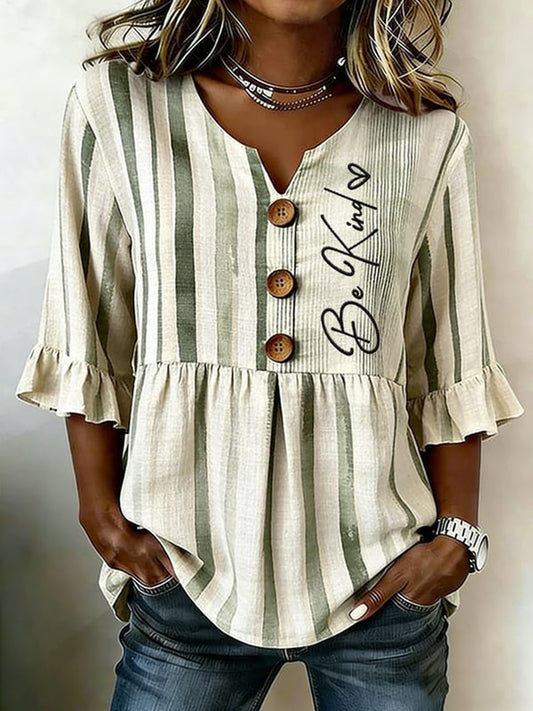 Women's Elegant Floral & Inspirational Print Top