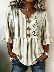 Women's Elegant Floral & Inspirational Print Top