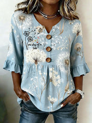 Women's Elegant Floral & Inspirational Print Top