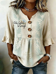 Women's Elegant Floral & Inspirational Print Top