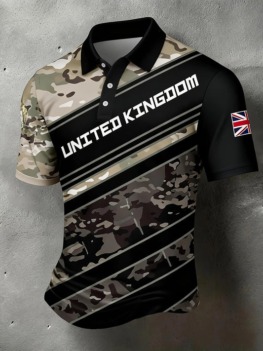 Men's UK Flag Camouflage Print Casual Polo
