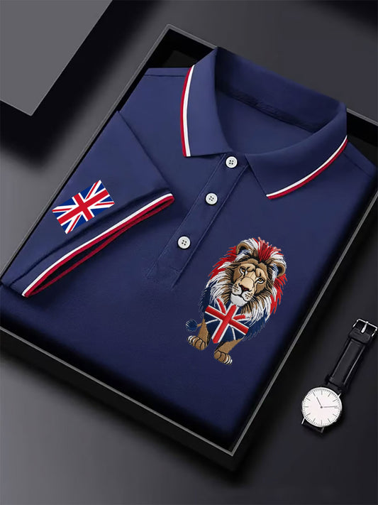 Men's British lion print polo shirt