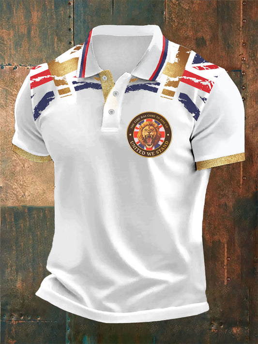 Men's British lion print polo shirt