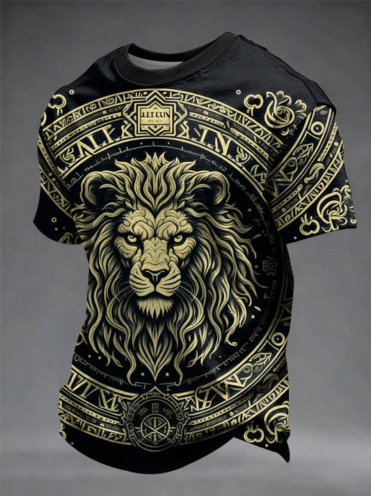 Men's British lion print short sleeves t-shirt