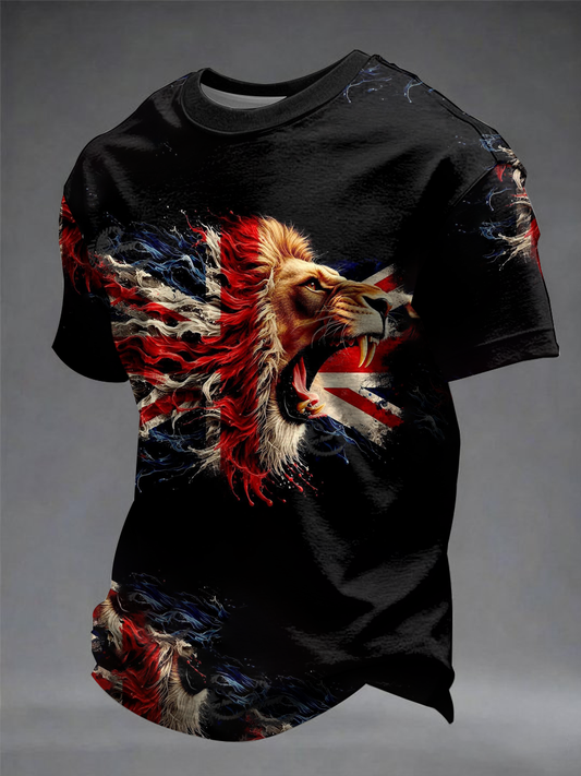 Men's British lion print short sleeves t-shirt
