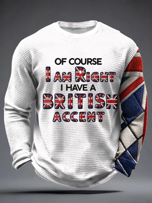 Men's Funny British Accent Waffle Long Sleeve T-Shirt