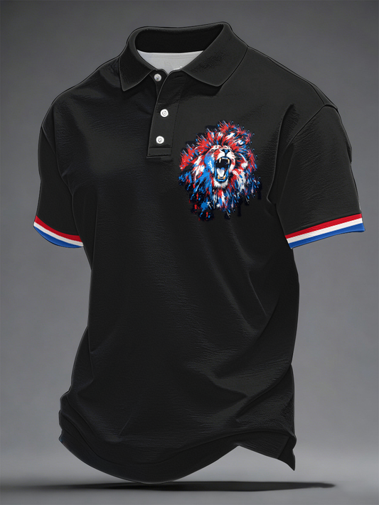Men's British lion print polo shirt
