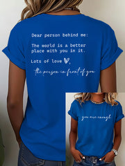 Women's Mental Health Awareness  You Are Enough Print  Short Sleeve T-Shirt