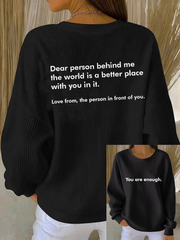Women's You Are Enough Ribbed Round-Neck Sweatshirt