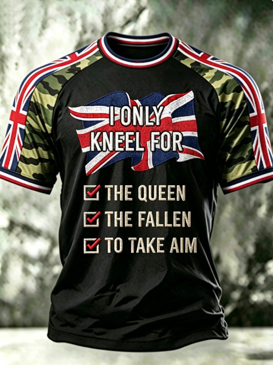 Men's PONLY KNEEL FOR THE QUEEN THE FALLEN TO TAKE AIM short sleeve t-shirt