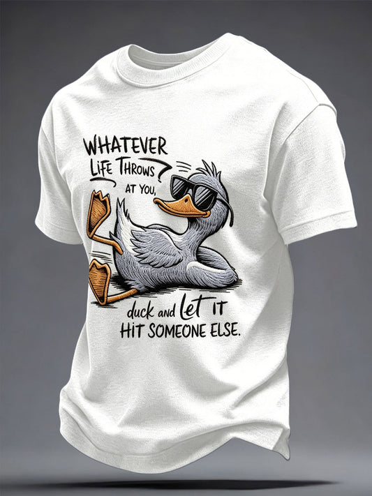 Men's Funny Mental Health Duck Printed T-shirt