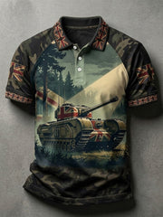 Men's UK Flag Veteran Camouflage Print Casual Polo