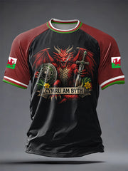 Men's Welsh Dragon Printed Casual short sleeves t-shirt