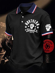 Men's Retro Northern Soul Print Casual Polo
