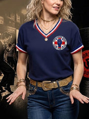 Women's Retro Northern Soul Keep The Faith Print Casual V-Neck Tee