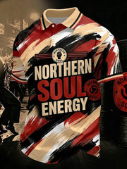 Men's Retro Northern Soul Energy Print Casual Polo