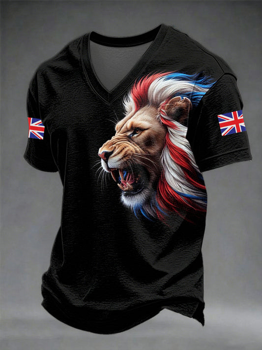 Men's British Style V-neck T-shirt