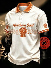 Men's Retro Northern Soul Print Casual Polo