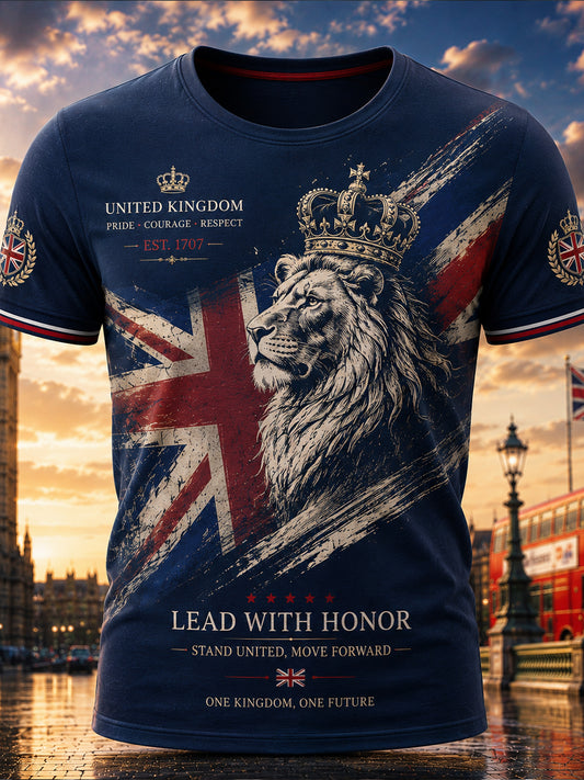 Men's Vintage British Flag Printed Short Sleeves T-shirt