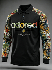 Men's Lemon Roses Music Lover Printed Three Button Shoulder Plug Long Sleeve