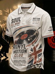 Men's Retro Northern Soul Print Casual Polo