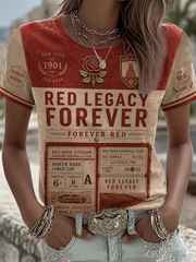Women's RED CITY FOREVER Printed short-sleeved T-shirt