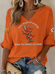 Women's 14 July Orangemens Day FDloral Art Printed T-shirt