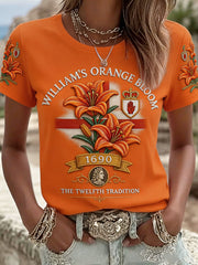 Women's 14 July Orangemens Day FDloral Art Printed T-shirt