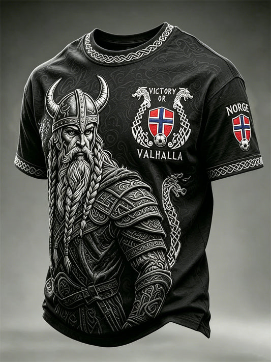 Men's Victory or Valhalla Norge Football Celtic Print short sleeves t-shirt