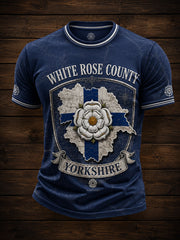 Men's England Yorkshire Day White Roses Art Printed T-shirt