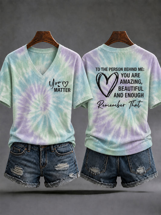 Women's Dear Person Behind Me You Matter Printed Short Sleeve T-shirt