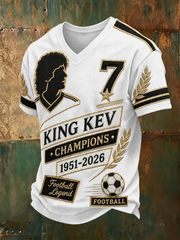 Men's Rip King Kev 7 England Football Lover Printed V-neck T-shirt