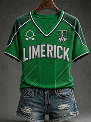 Women's Limerick Hurling Printed V-neck T-shirt