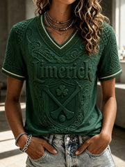 Women's Limerick Hurling Printed V-neck T-shirt