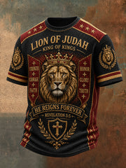 Men's Christian Lion of Judah Art Waffle Short Sleeve T-shirt