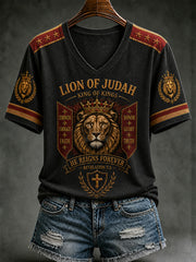 Women's Christian Lion of Judah Art Short Sleeve T-shirt