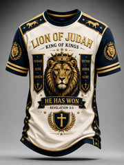 Men's Christian Lion of Judah Art Short Sleeve  T-shirt