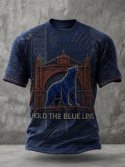 Men's Glasgow Football Lover Blue Bear Art Printed T-shirt
