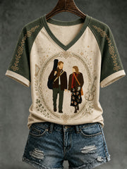 Women's Glen Memory Printed V-neck T-shirt