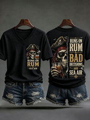 Women's 'Runs On Rum, Bad Decisions, And Sea Air' V-Neck T-Shirts