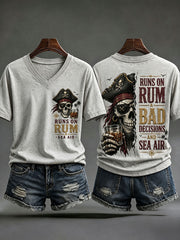 Women's 'Runs On Rum, Bad Decisions, And Sea Air' V-Neck T-Shirts