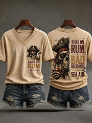 Women's 'Runs On Rum, Bad Decisions, And Sea Air' V-Neck T-Shirts