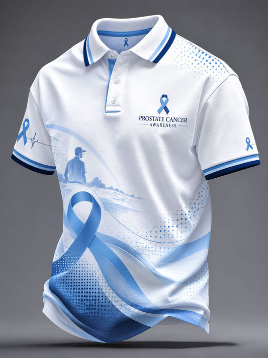 Men's Prostate Cancer Awareness Printed Casual Top