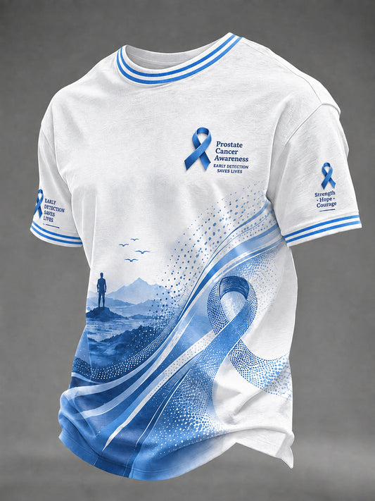 Men's Prostate Cancer Awareness Printed Casual T-Shirt