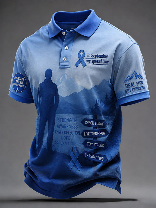 Men's 'In September We Spread Blue' Prostate Cancer Awareness Shirts