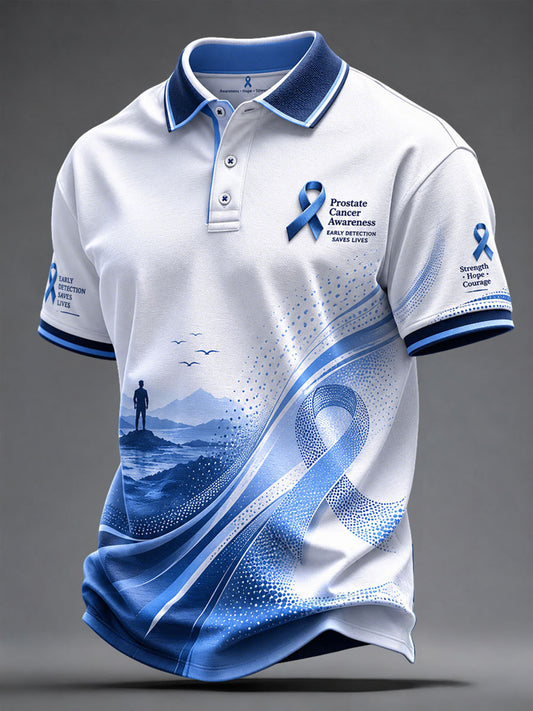 Men's Prostate Cancer Awareness Printed Casual Top
