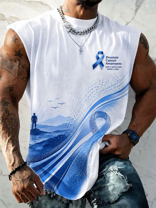 Men's Prostate Cancer Awareness Printed Casual Vest