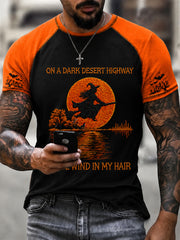 Men's Halloween Witch Pumpkin Bat Short Sleeve  T-shirt